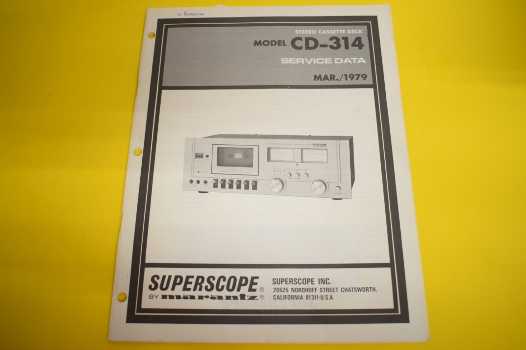 Superscope CD-314 cassettedeck Service Manual  			